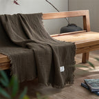 Lightweight 4-Layer Cotton Gauze Blanket with Elegant Fringe - Euroselle