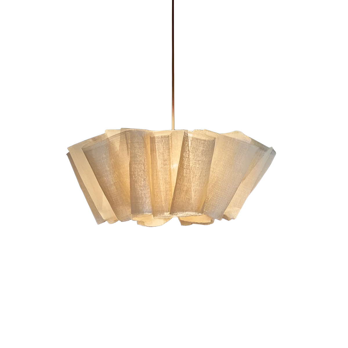 16 in Warm Cream Pleated Fabric Shade Hanging Ceiling Lamp