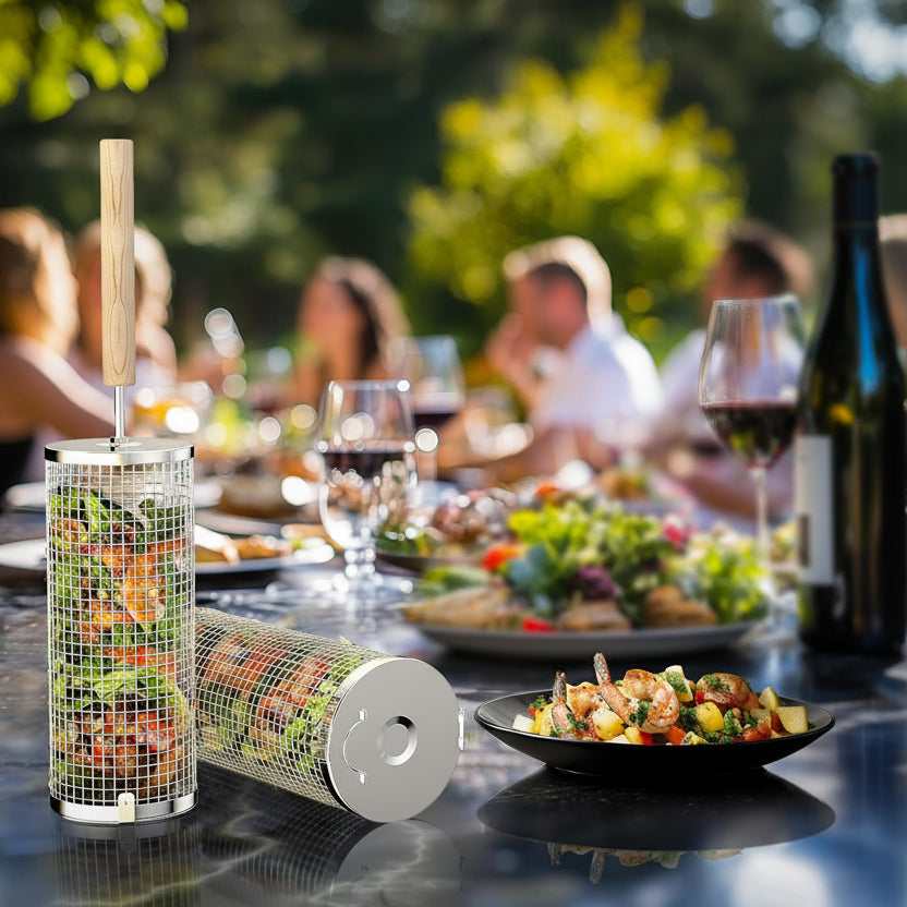 Premium Grill Basket made of stainless steel for outdoor BBQ - Euroselle