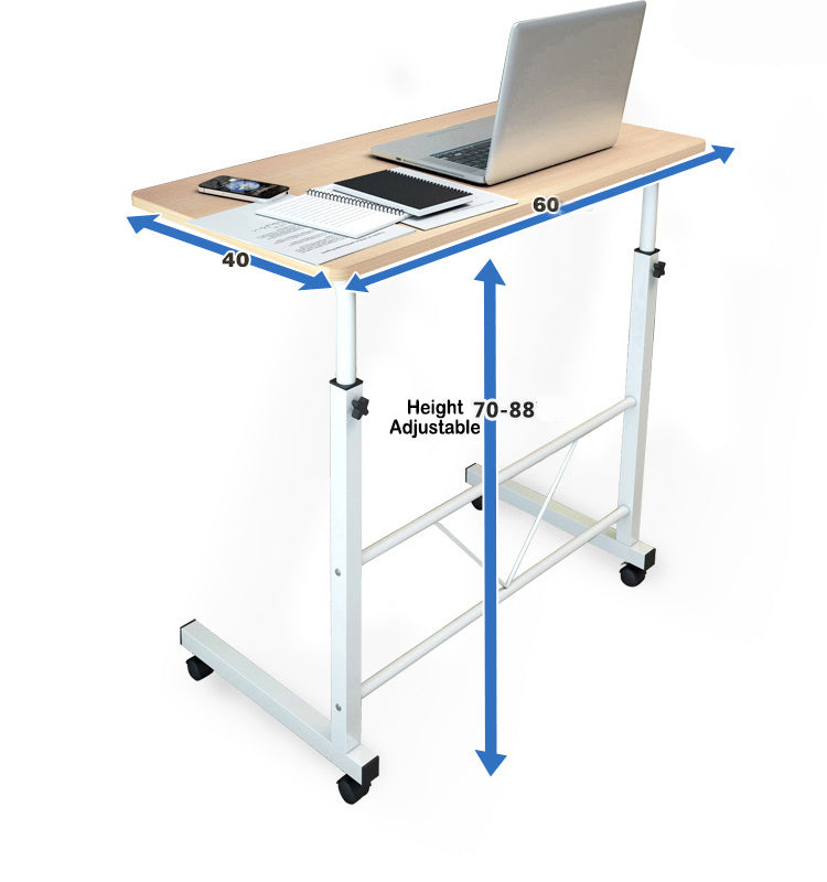 Gurulós laptopasztal, állítható magasságú acélvázzal és kerekekkel