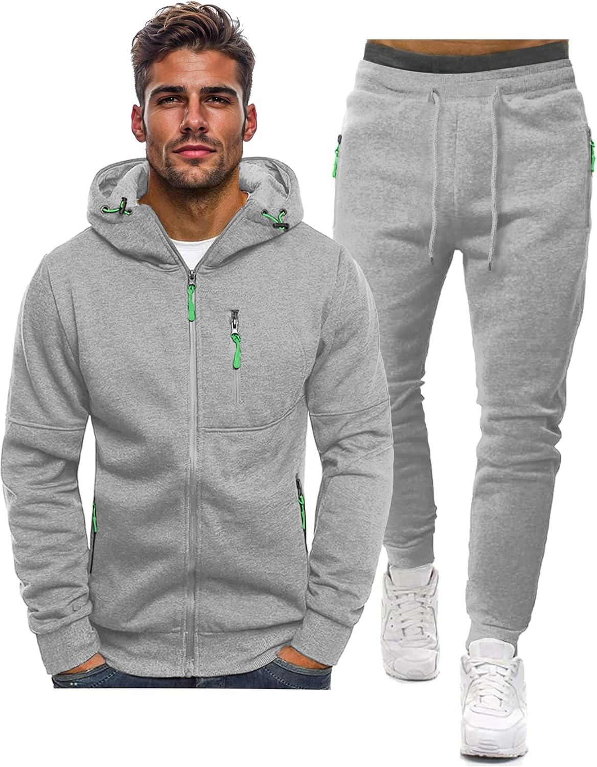Ensemble de jogging de sport deux pièces pour homme avec pull et pantalon - survêtement léger et respirant pour l'entraînement, la salle de sport et la détente décontractée