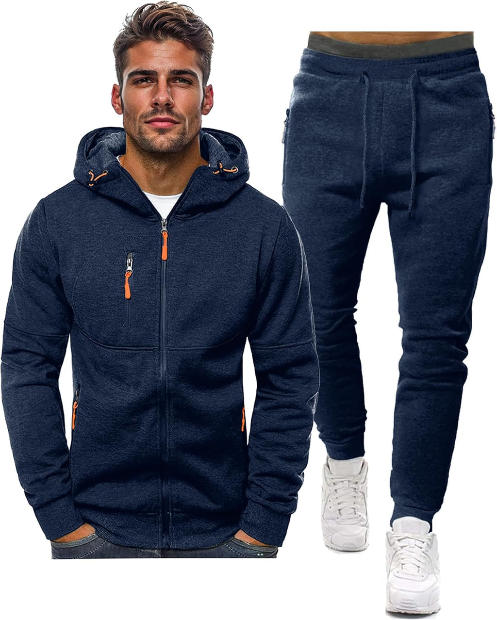 Ensemble de jogging de sport deux pièces pour homme avec pull et pantalon - survêtement léger et respirant pour l'entraînement, la salle de sport et la détente décontractée