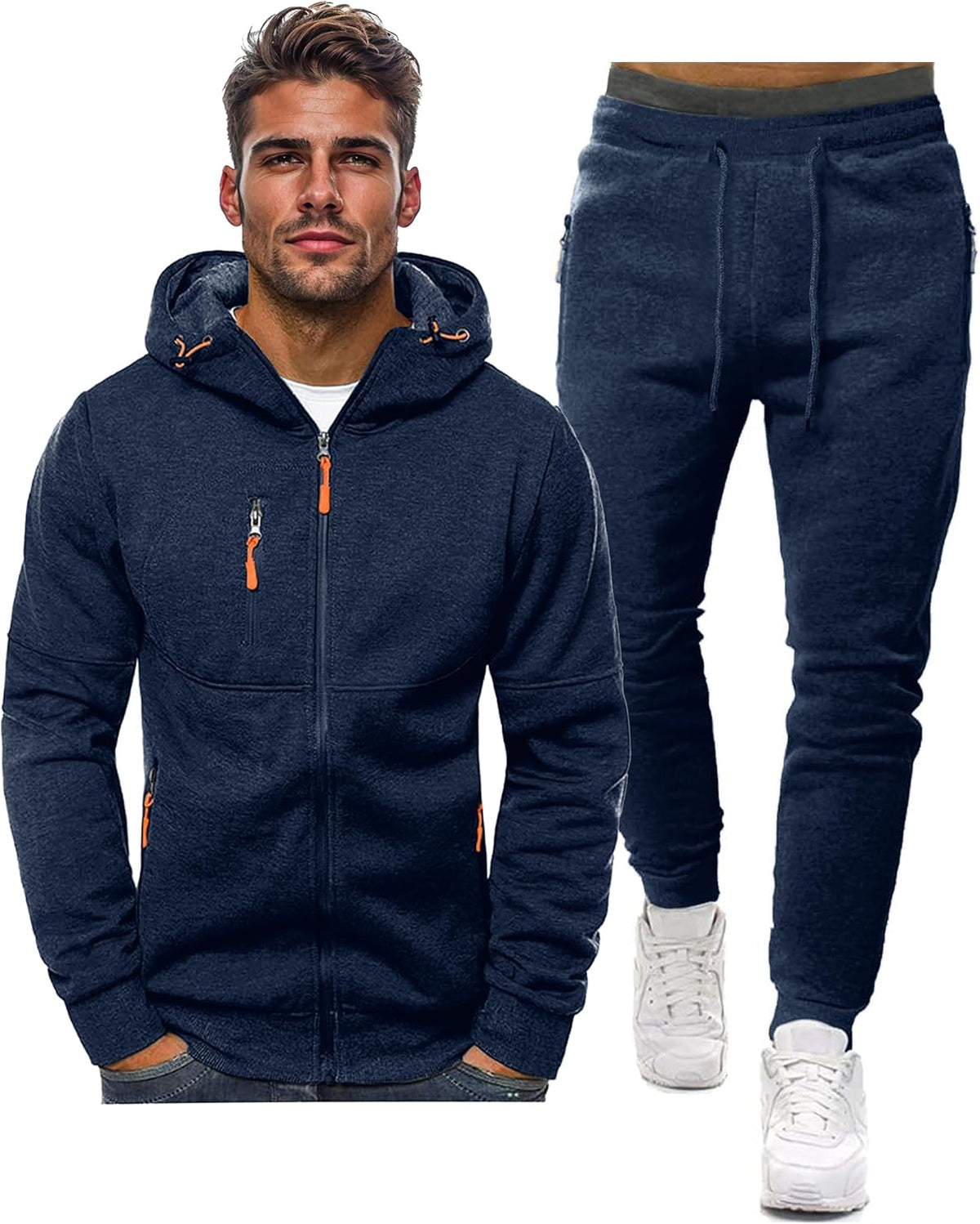 Ensemble de jogging de sport deux pièces pour homme avec pull et pantalon - survêtement léger et respirant pour l'entraînement, la salle de sport et la détente décontractée