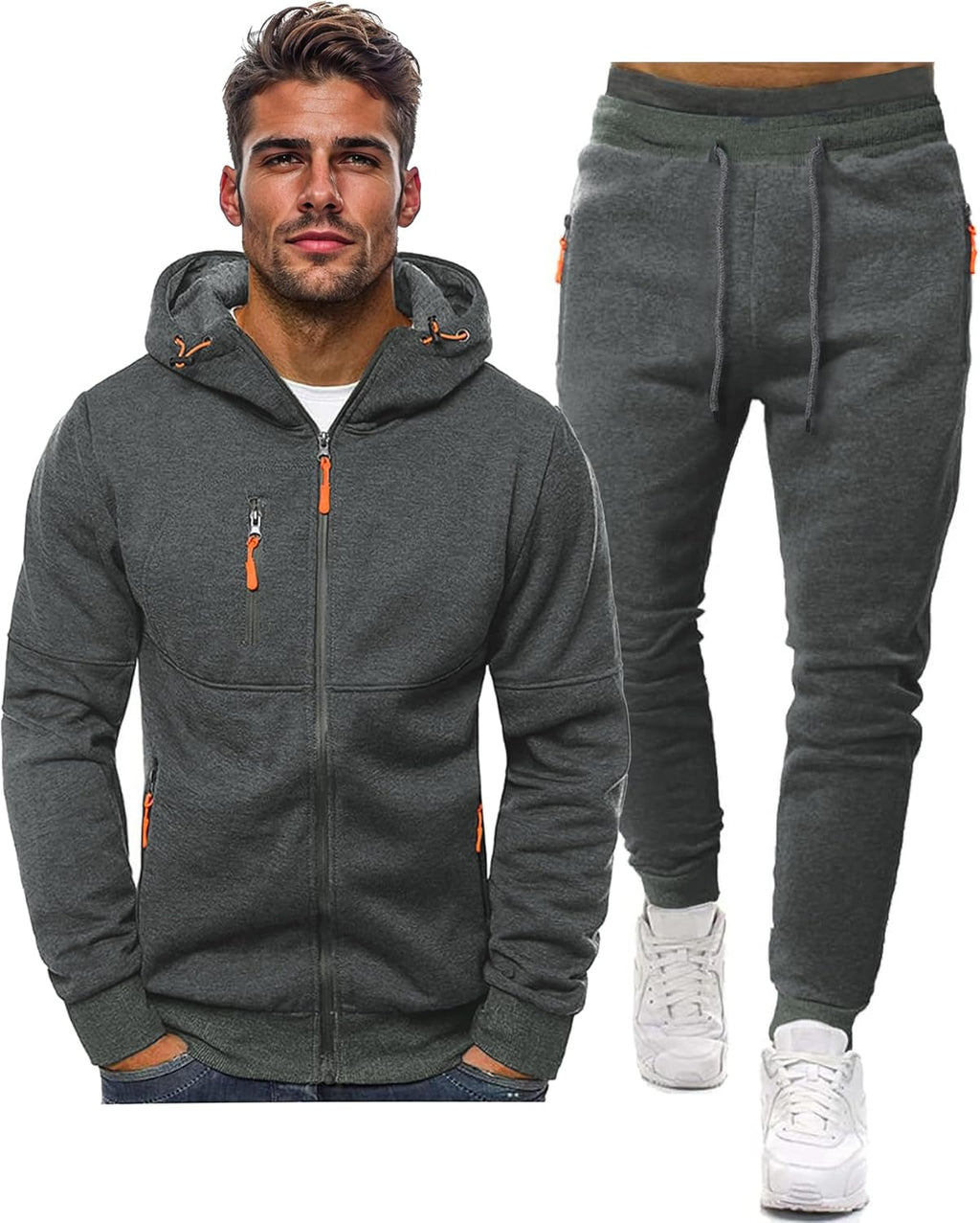 Ensemble de jogging de sport deux pièces pour homme avec pull et pantalon - survêtement léger et respirant pour l'entraînement, la salle de sport et la détente décontractée