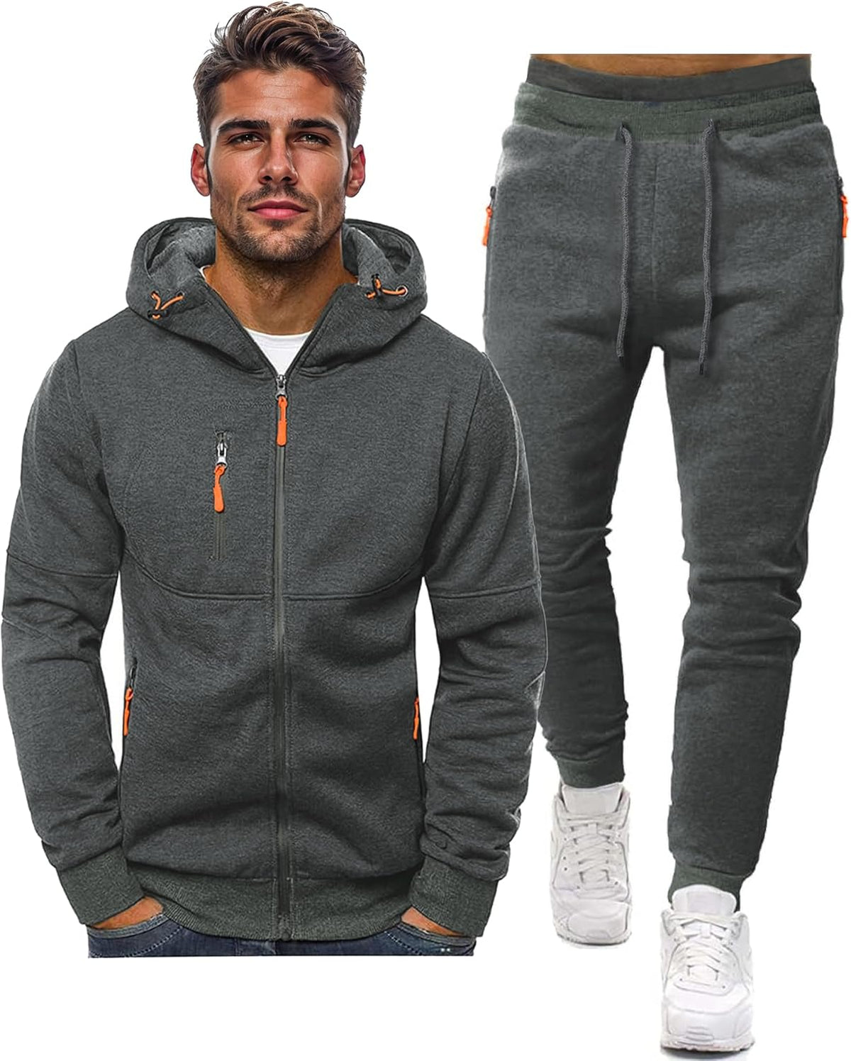 Ensemble de jogging de sport deux pièces pour homme avec pull et pantalon - survêtement léger et respirant pour l'entraînement, la salle de sport et la détente décontractée