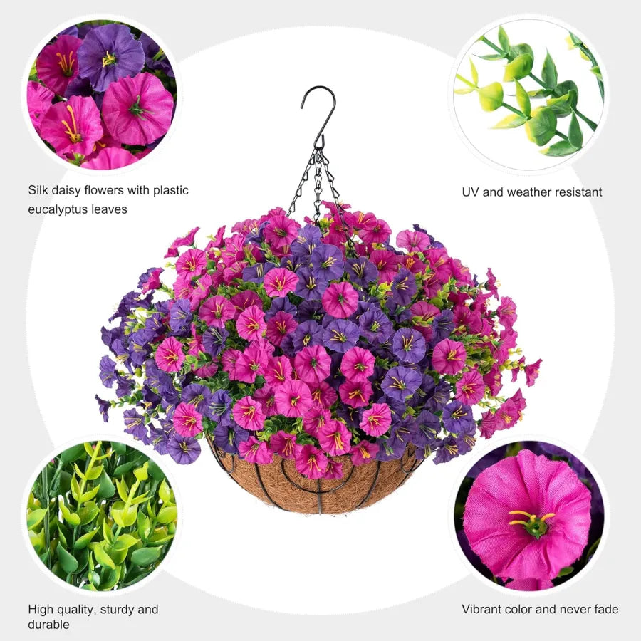 Kunstzijden bloemen voor hangmanden - weerbestendig, 7 kleuren