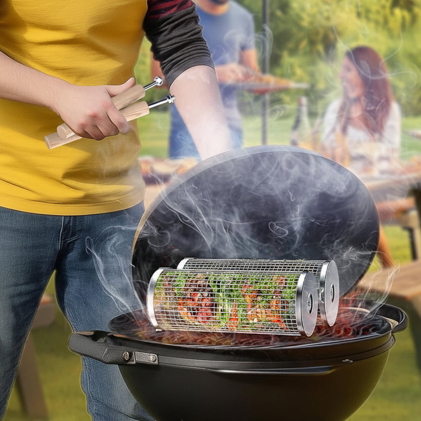 Premium Grill Basket made of stainless steel for outdoor BBQ - Euroselle