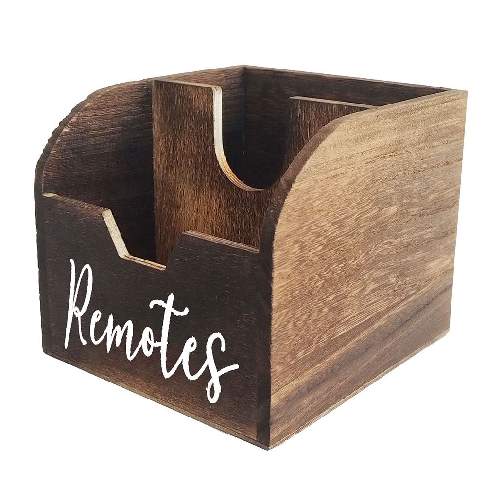 4-Compartment Wooden Remote Organizer Box | No Electricity Needed - Euroselle