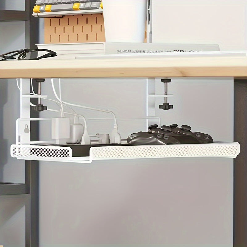 Adjustable Metal Desk Rack with No-Drill Hanging Organizer - Euroselle