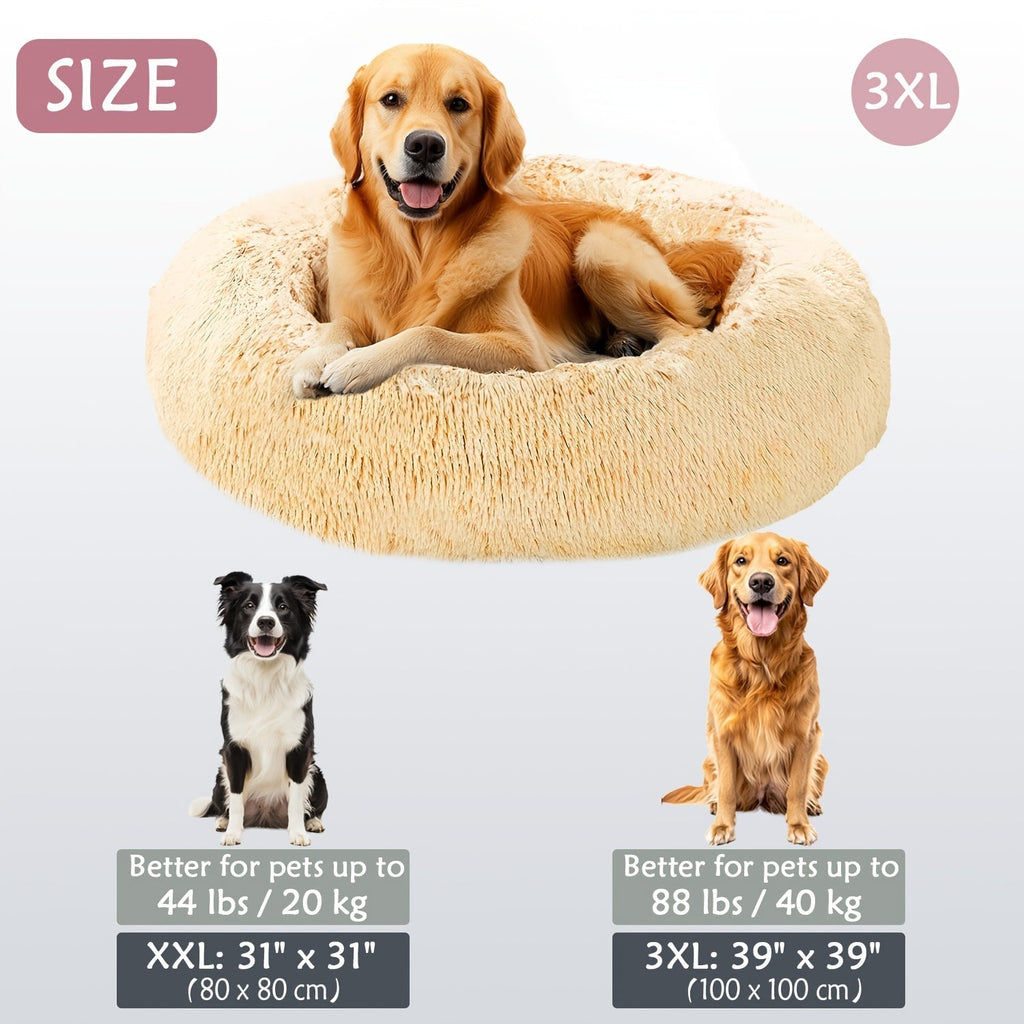 Soft Faux Fur Donut Pet Bed for Small to Large Dogs & Cats - Euroselle