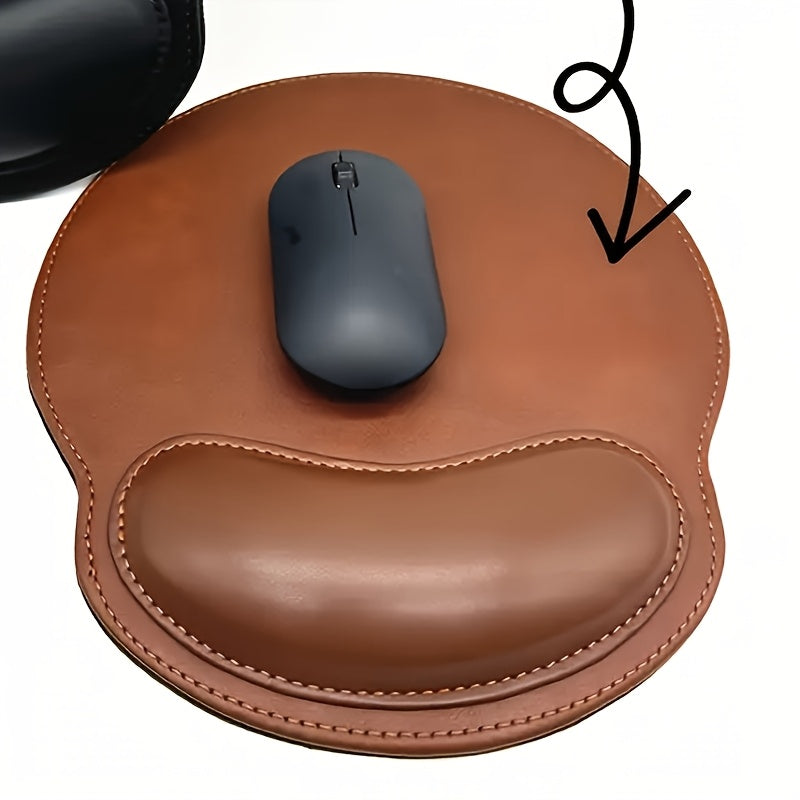 Non-Slip Ergonomic Faux Leather Mouse Pad Brown - Euroselle