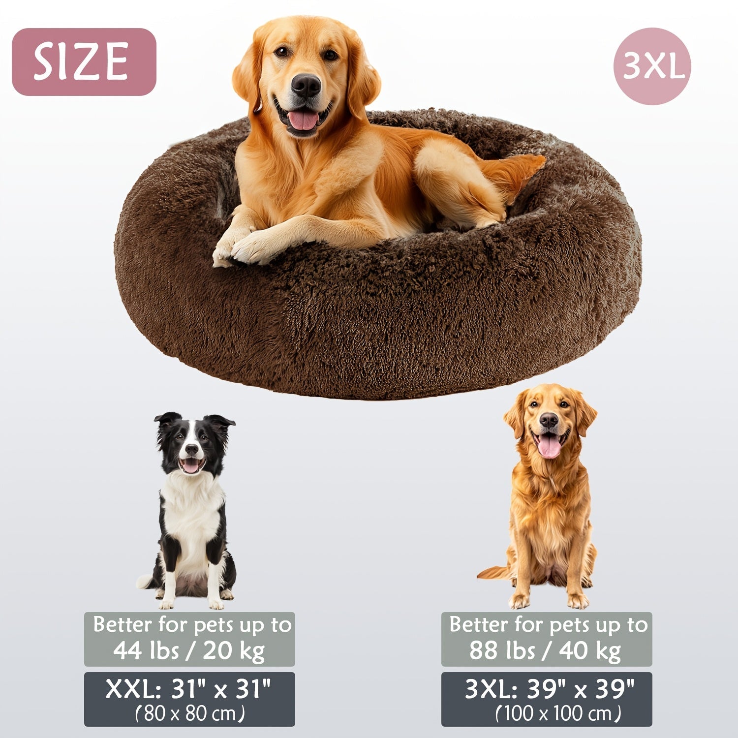 Soft Faux Fur Donut Pet Bed for Small to Large Dogs & Cats - Euroselle