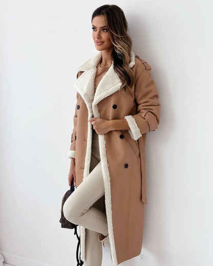 Manteau à manches longues en faux cuir PU pour femmes