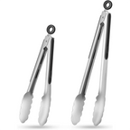 Stainless Steel Kitchen Tongs with Silicone Grip & Locking Feature - Euroselle