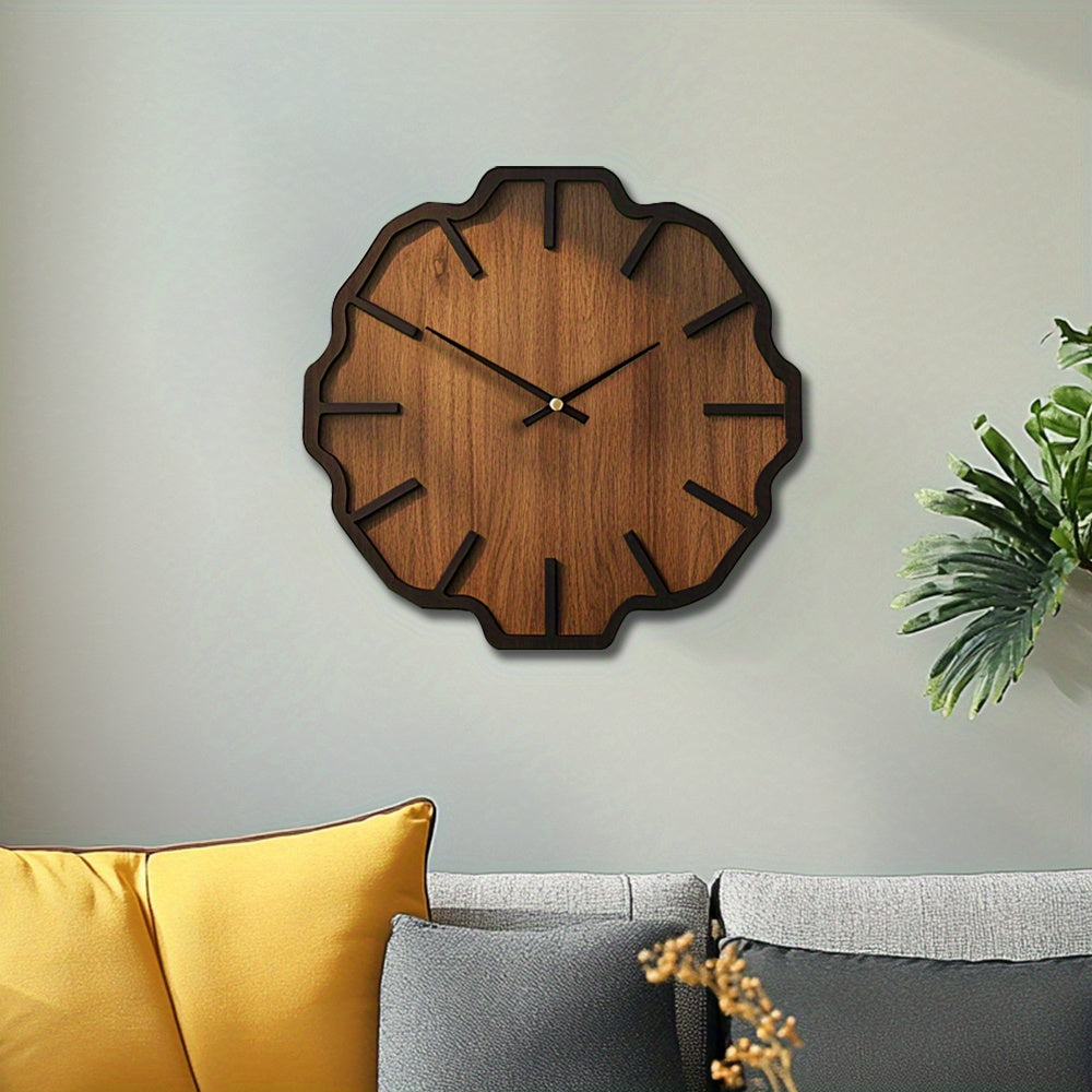Decorative Wooden Wall Clock in Unique Irregular Form, Battery Operated - Euroselle