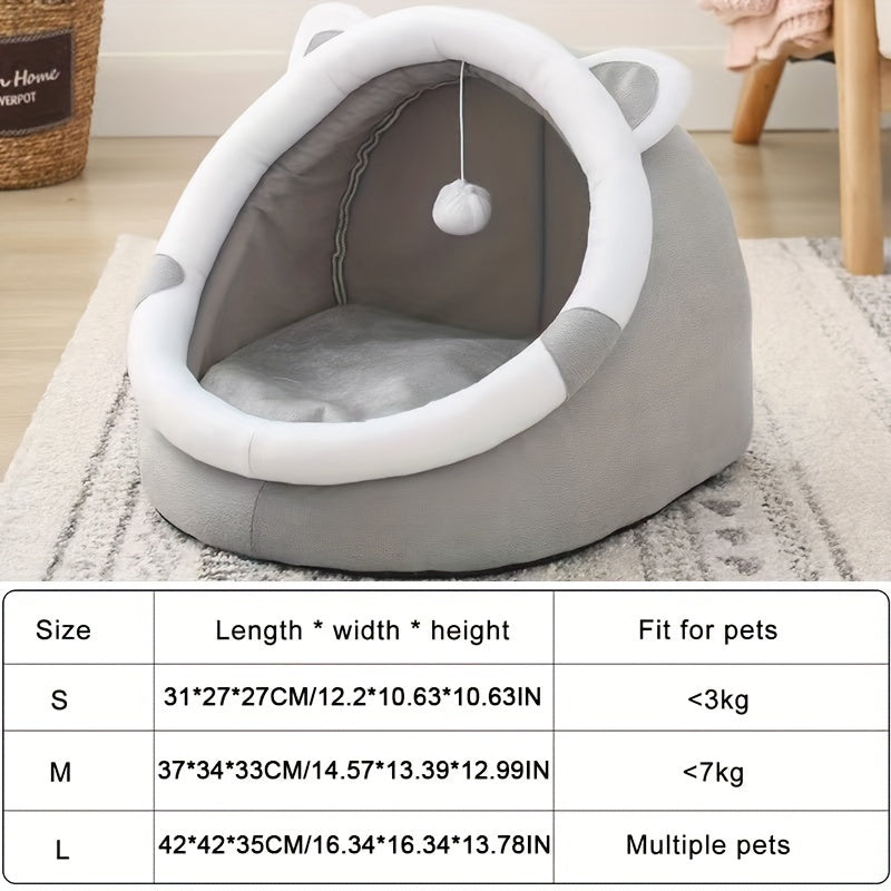 Soft Cozy Cat Cave Bed Cute Plush Hideout for Cats - Euroselle