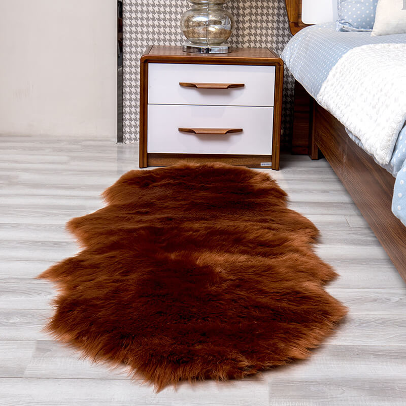 Plush Beige Faux Fur Runner 24 × 47 Inches — Sheepskin Style, Anti-Slip