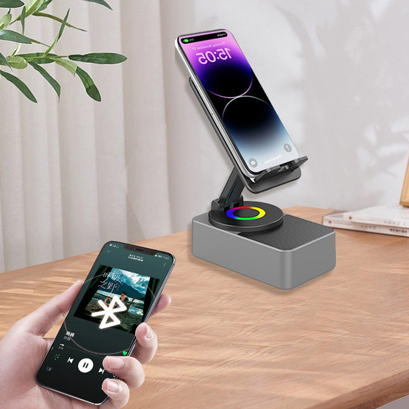 Bezdrátový stojánek na telefon s reproduktorem - 40mm subwoofer, otočení o 360°