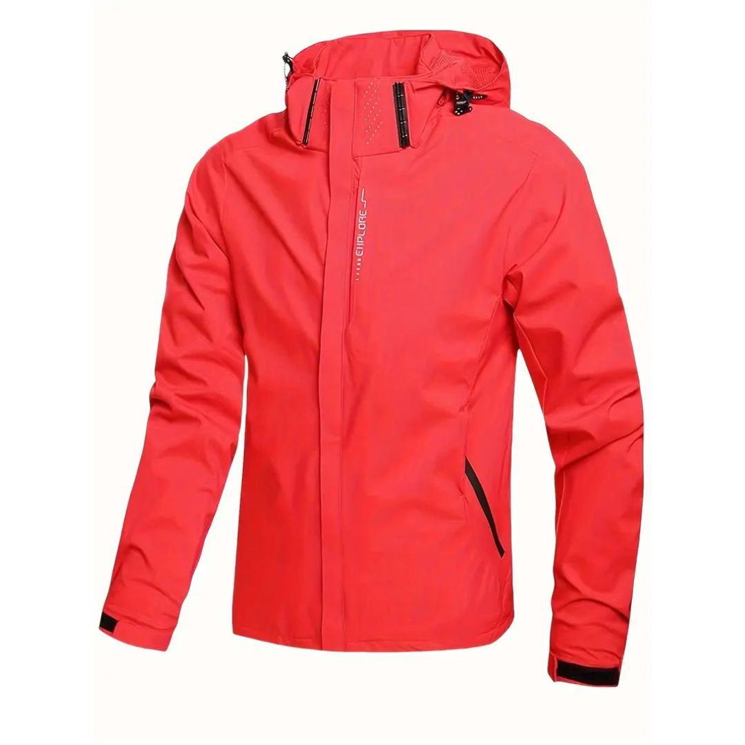 Veste de pluie légère à fermeture éclair pour homme — coque respirante à capuche