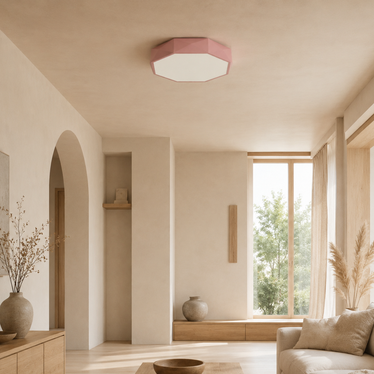 Šedé geometrické LED stropní svítidlo – přisazené provedení