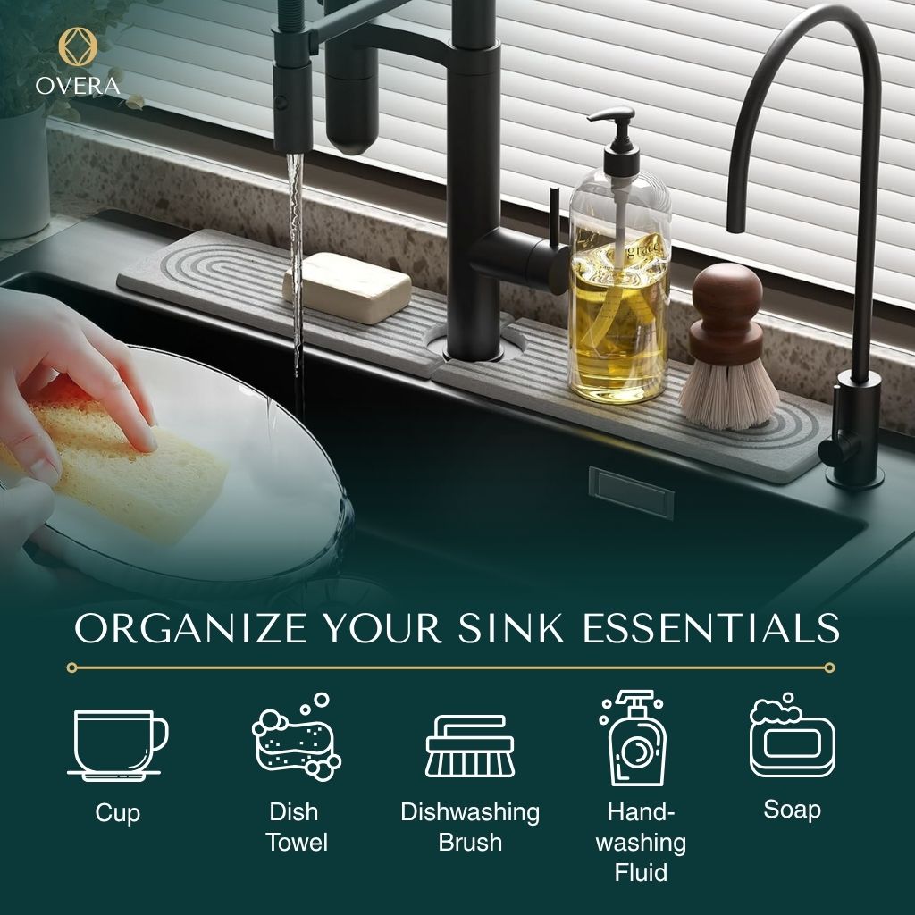 Diatomite Kitchen Sink Mat 23.6 in — Fast-Drying, Water-Absorbent
