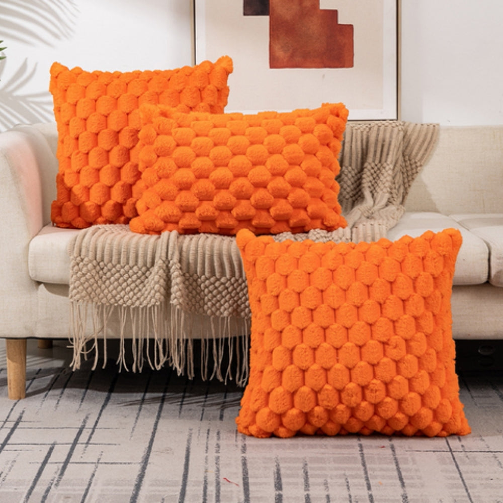 Raised-Texture Throw Pillow Cover — Blush Blended Fabric, Zip Closure