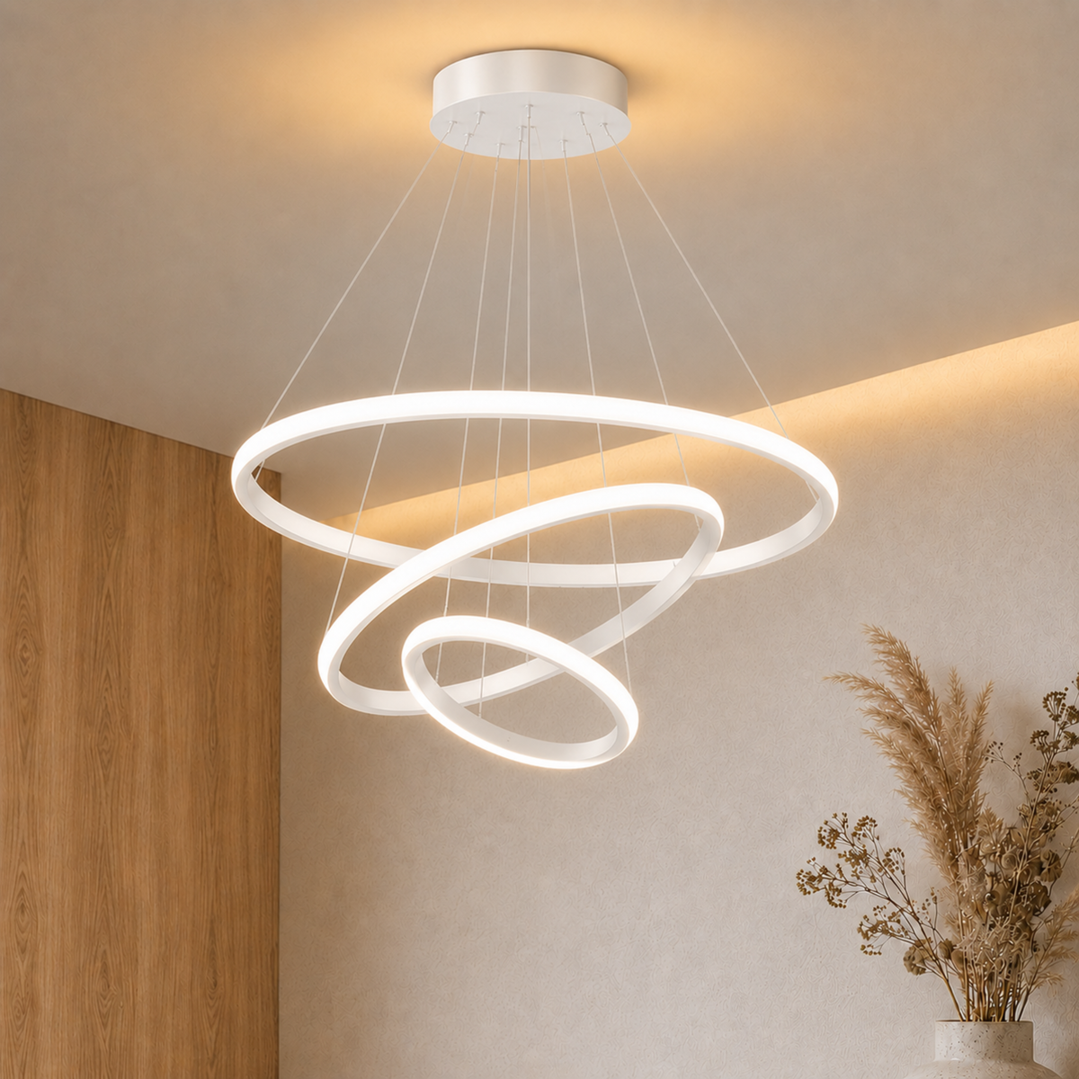 LED-Ring-Pendelleuchte, Kronleuchter und Deckenleuchte — Gold