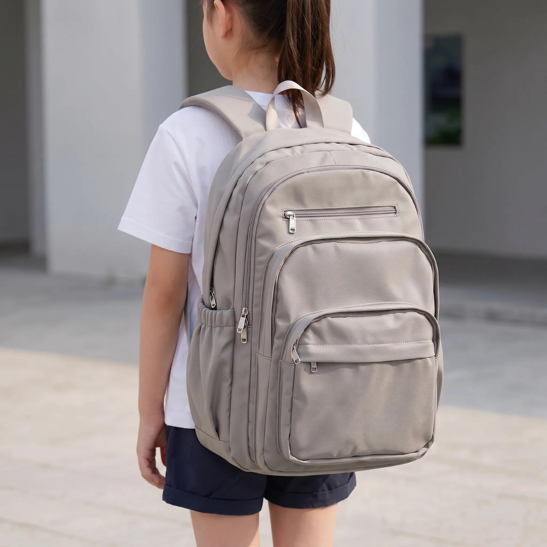 Studentský batoh s více přihrádkami — polstrovaná přihrádka na notebook