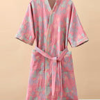 Premium 100% Cotton Double-Layer Gauze Pajama Set Unisex Mid-Length for All Seasons - Euroselle