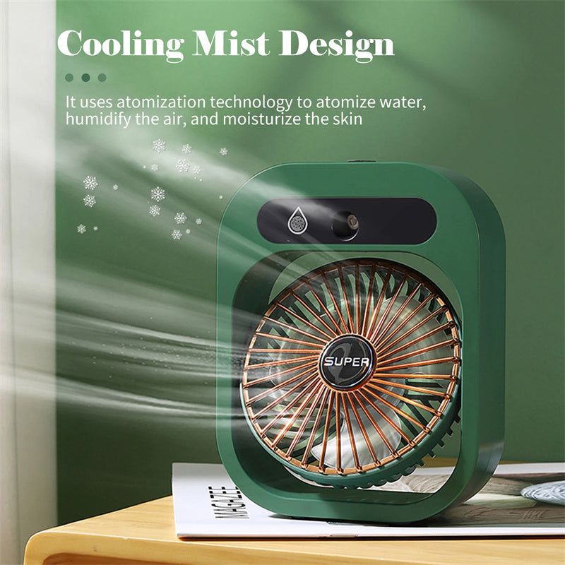 Ventilador nebulizador portátil AquaFlow — diseño de mano de 3 velocidades, sistema de nebulización integrado