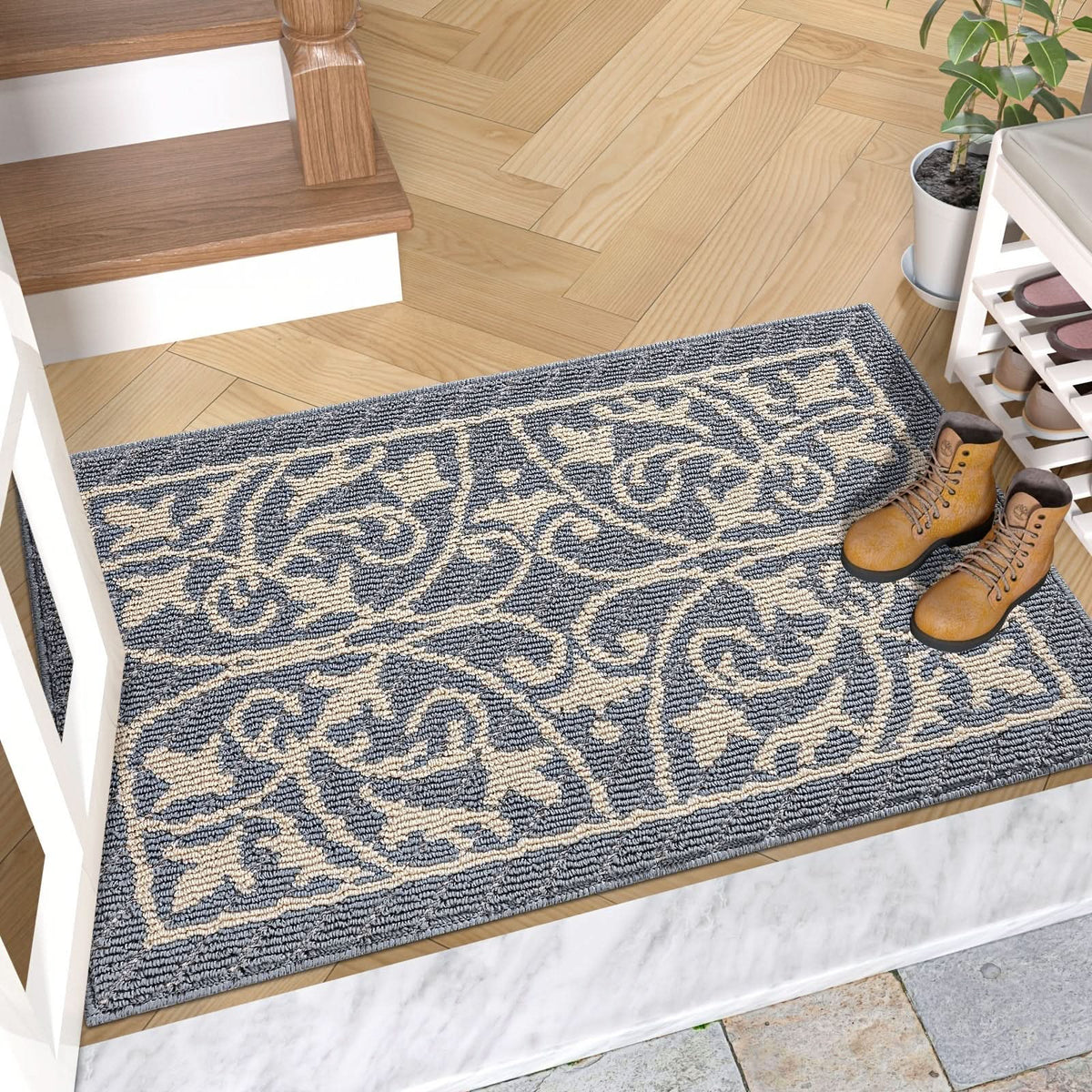 Entryway Mat — Low-Profile Non-Slip Rubber Backing, Washable