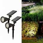 Outdoor Solar Landscape Lights 2-Pack LED Spotlights with 3-Level Dimming & IP44 Waterproof - Euroselle