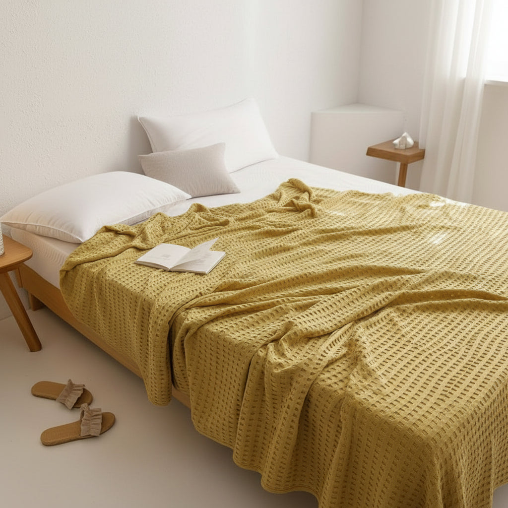 Waffle Weave Cotton Quilt Blanket - Euroselle