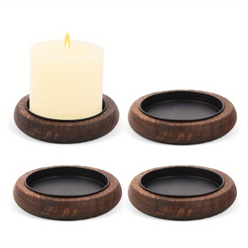 Solid Wood Candle Holder with Tray - Euroselle