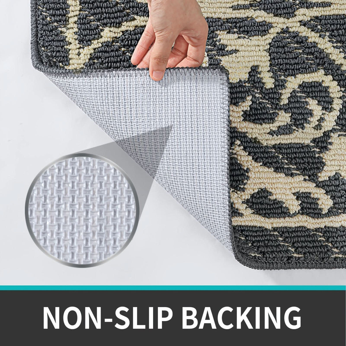 Entryway Mat — Low-Profile Non-Slip Rubber Backing, Washable
