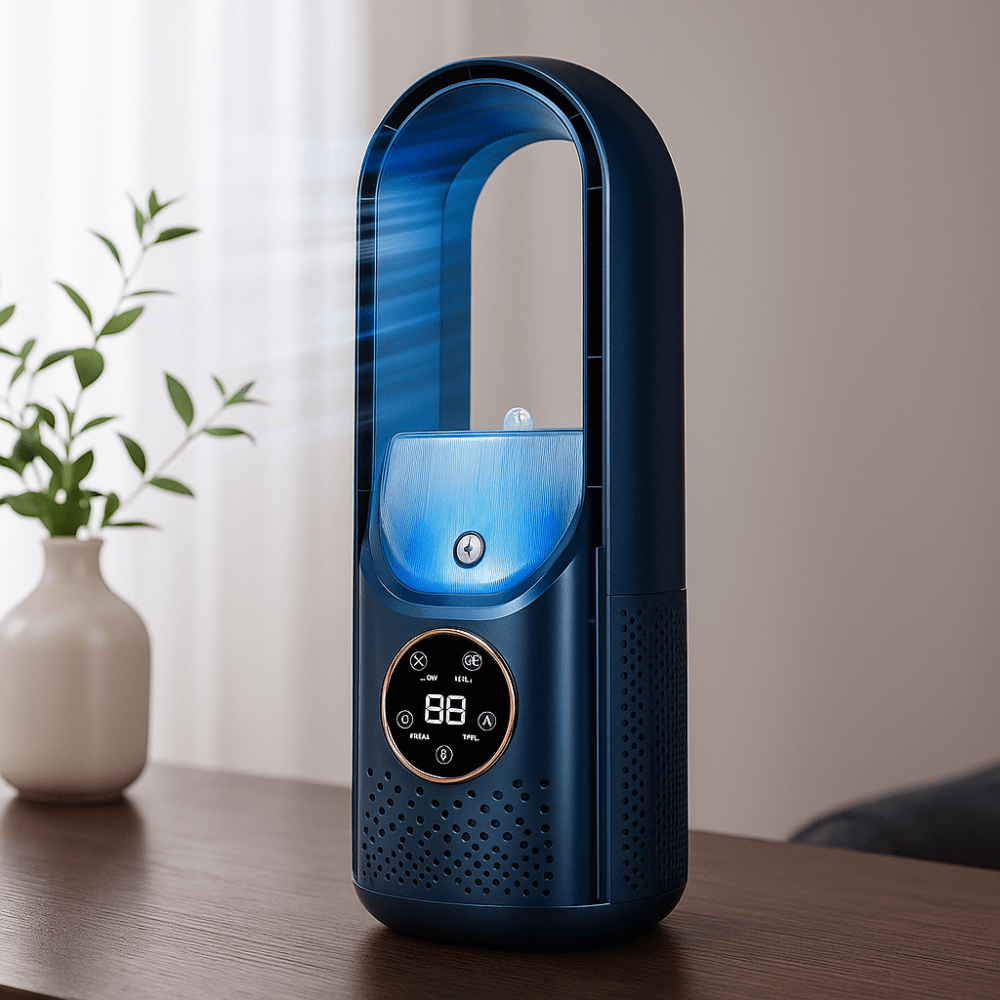 Rafraîchisseur d’air sans pales alimenté par USB — unité de refroidissement portable avec réservoir d’eau intégré de 100 ml