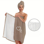Minimalist Solid Bathrobe and Towel Set Lightweight Quick-Dry Easy Bath Wrap Essentials - Euroselle