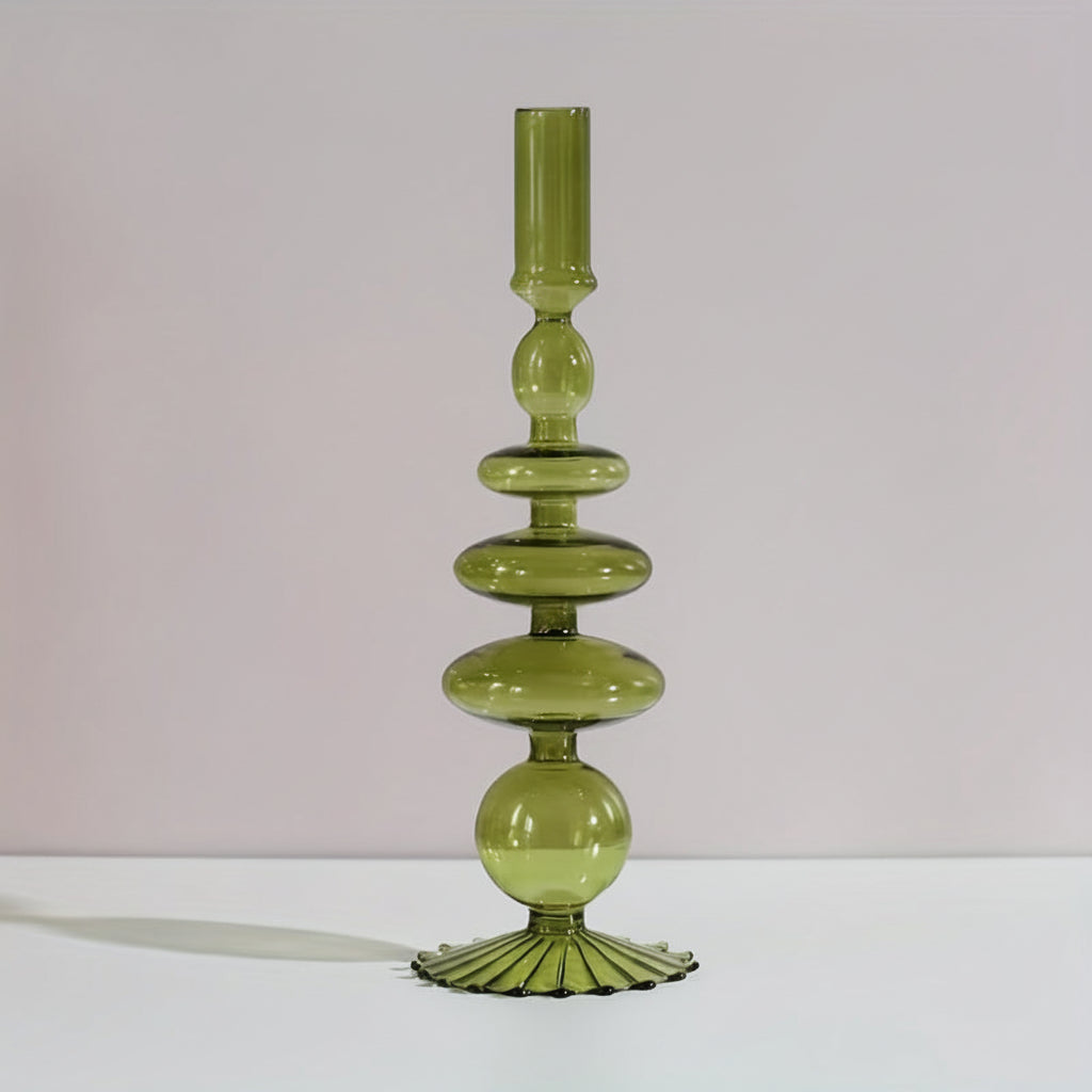 Minimalist Glass Candle Holder Vase Decorative Art Piece - Euroselle