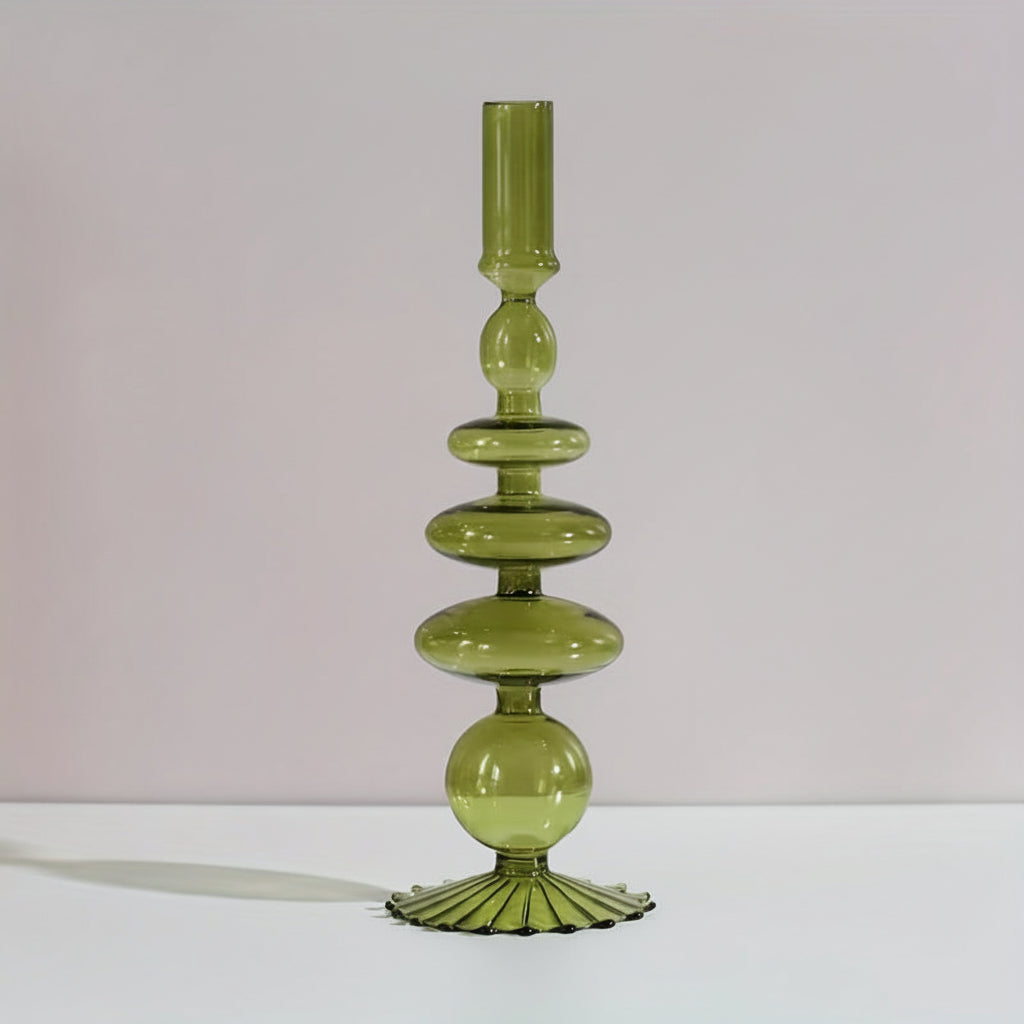 Minimalist Glass Candle Holder Vase Decorative Art Piece - Euroselle