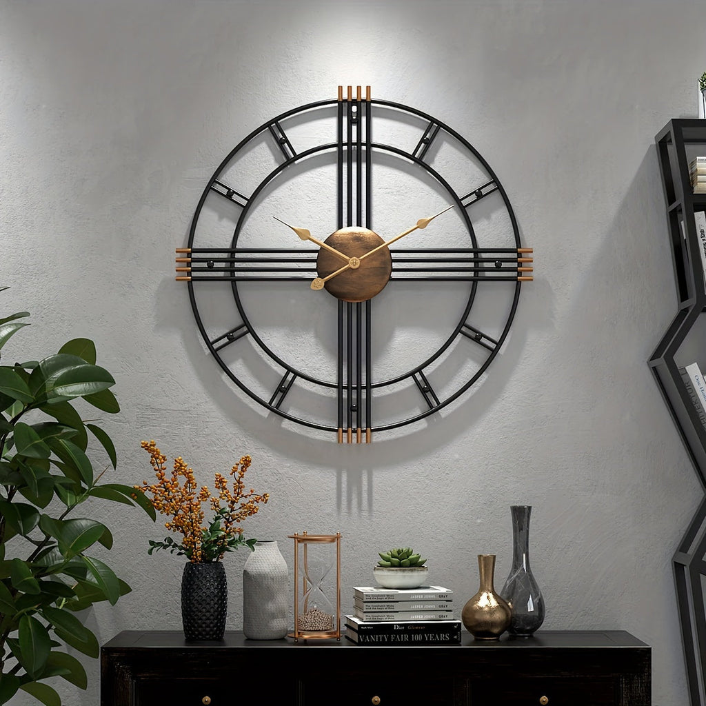 Modern Minimalist Cross Wall Clock with Structured Geometric Frame and Silent Motion - Euroselle