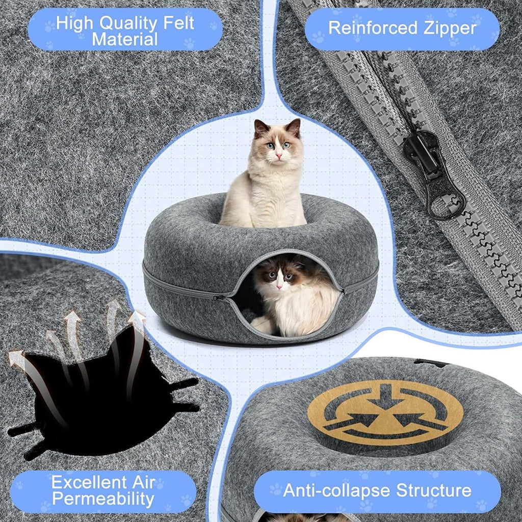 Deluxe Whisker Haven猫咪隧道——舒适睡眠角，温暖封闭小窝