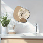 Designer Wooden Wall Clock with Golden Highlights - Euroselle