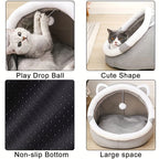 Soft Cozy Cat Cave Bed Cute Plush Hideout for Cats - Euroselle