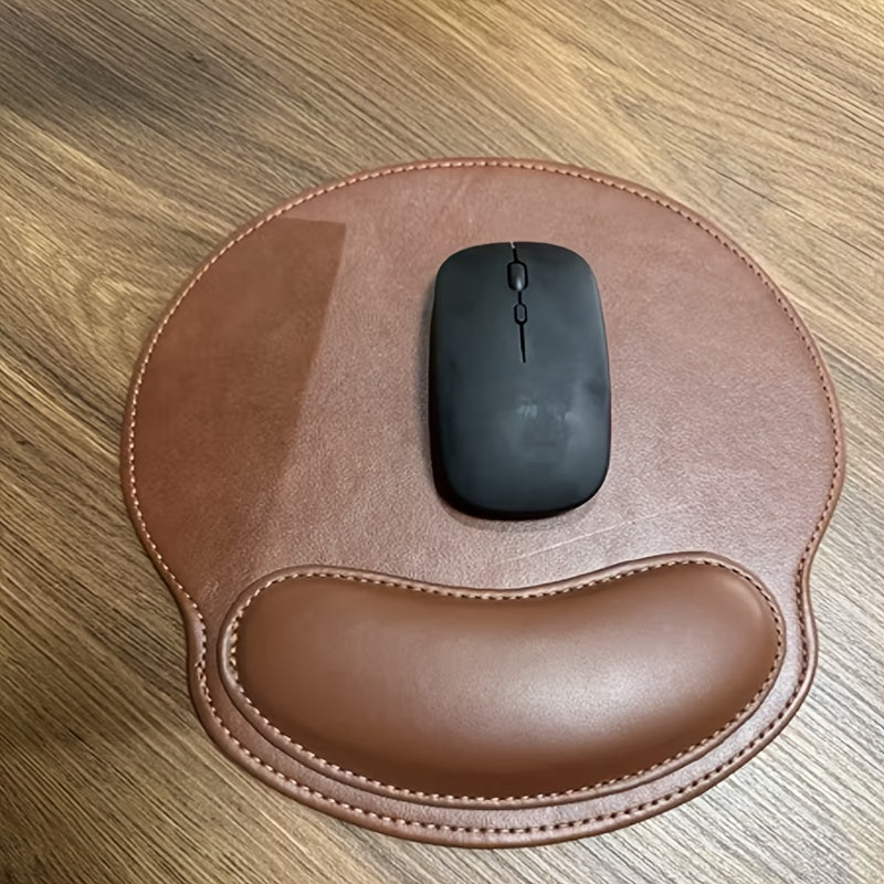 Non-Slip Ergonomic Faux Leather Mouse Pad Brown - Euroselle