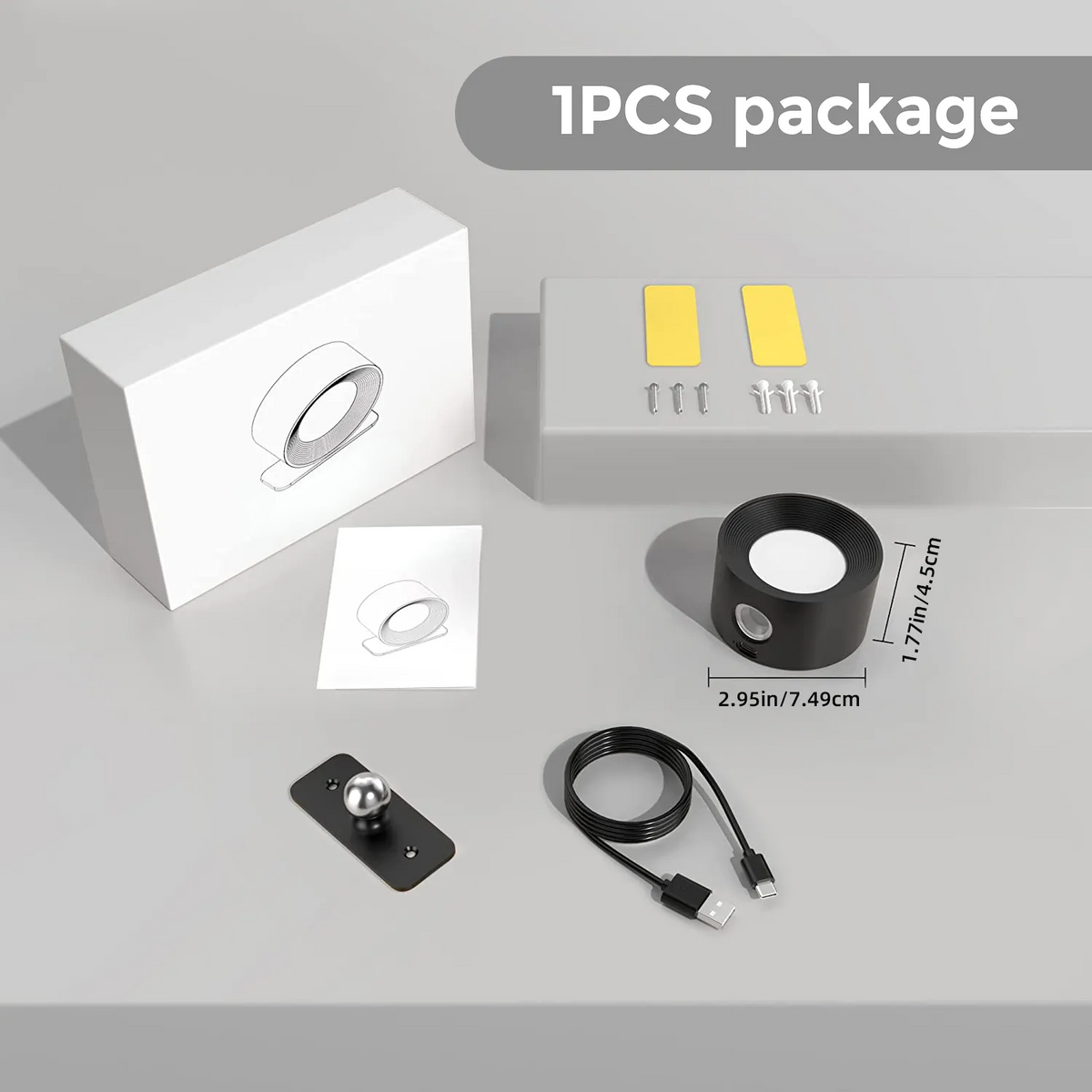 מנורת קיר מסתובבת אלחוטית — נטענת באמצעות USB, עם תושבת מגנטית