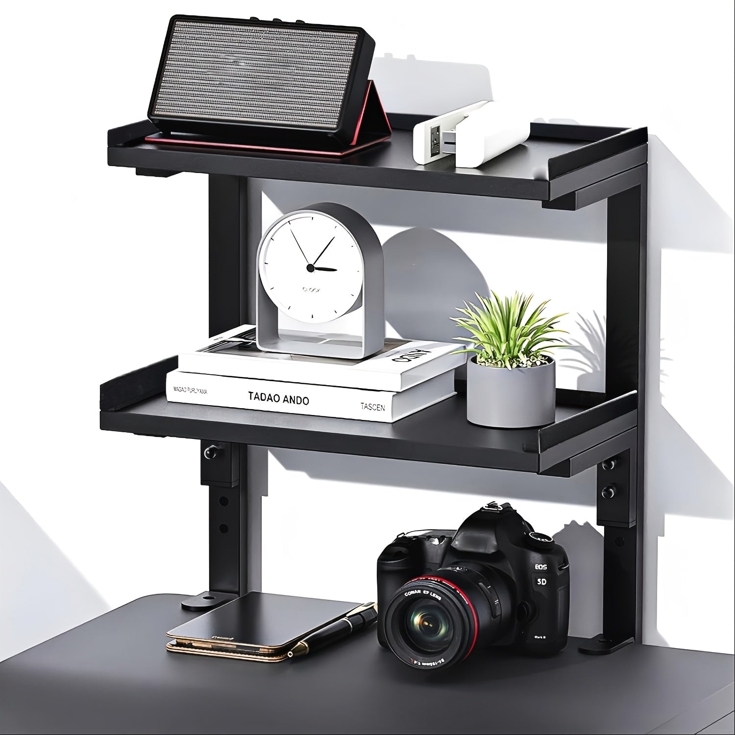 Portaoggetti da scrivania a doppio strato con clip per accessori da ufficio domestico - Euroselle