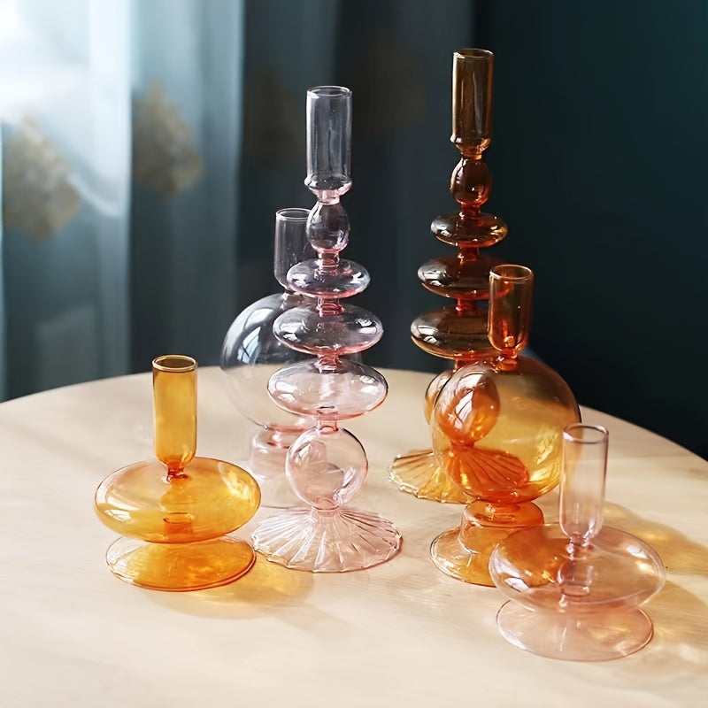 Minimalist Glass Candle Holder Vase Decorative Art Piece - Euroselle