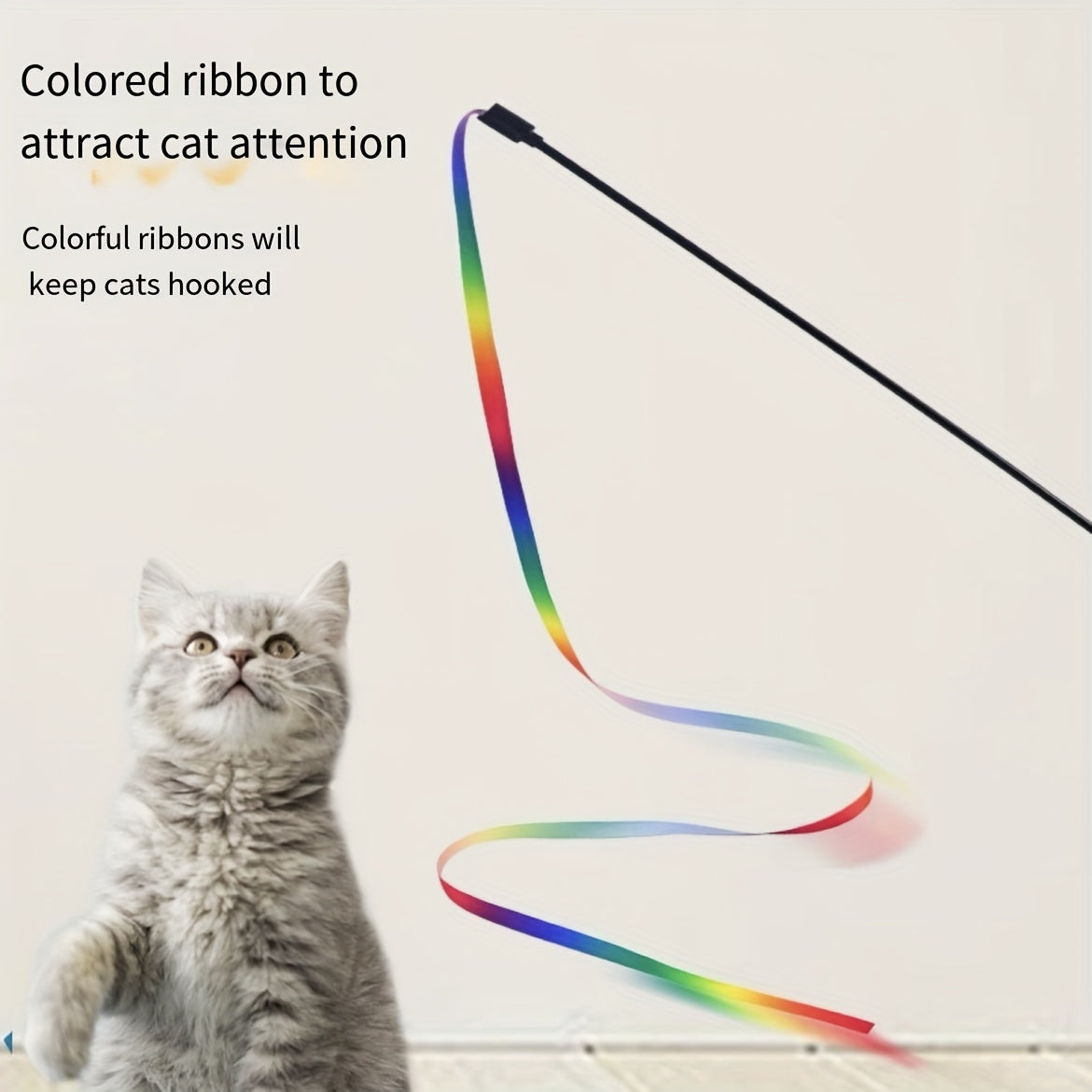 Cute Ribbon Teaser Stick for Engaging Cat Playtime - Euroselle