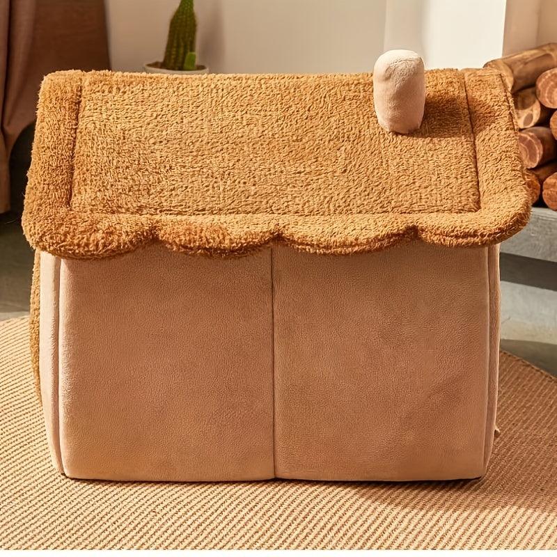 Maison pour chat fermée et chaude avec lit en peluche pour le confort hivernal - Euroselle
