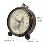 European Vintage Metal Bedside Alarm Clock Silent Analog Large Display - Euroselle